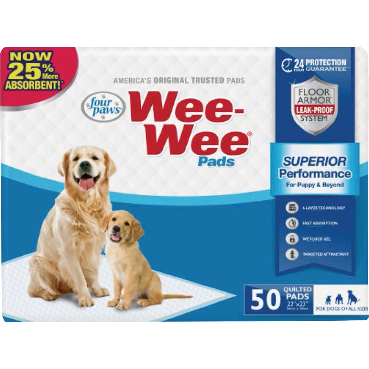 Four Paws Wee-Wee 28 In. x 30 In. Odor Control X-Large Dog Pads (30-Pack)