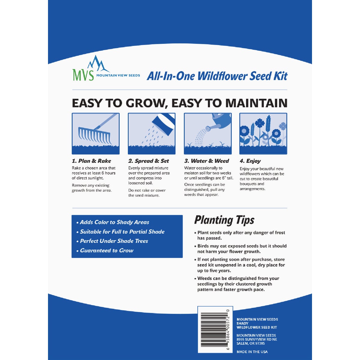 Mountain View Seeds 2 Lb. 700 Sq. Ft. Coverage Shady Wildflower Seed Mix Image 2