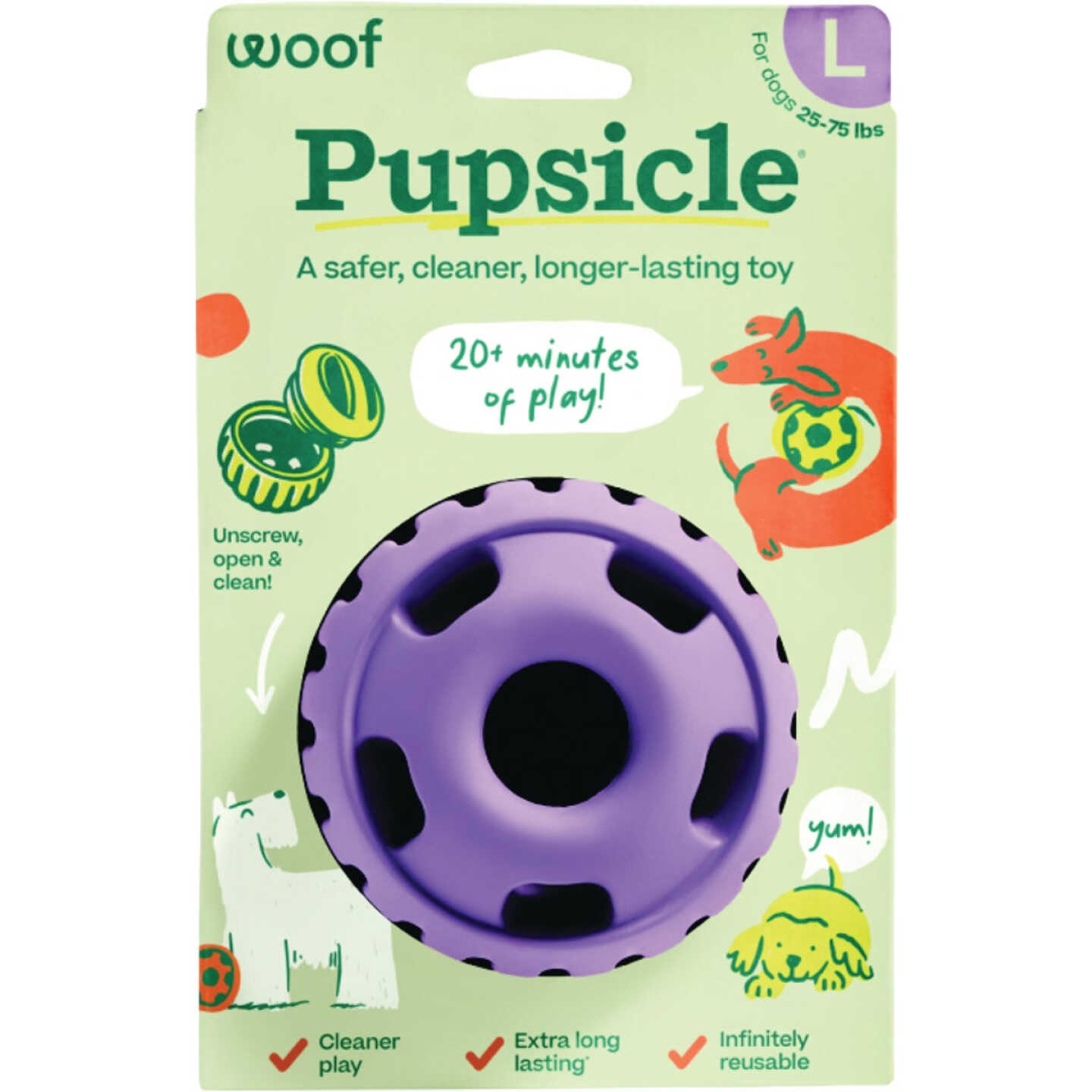 Woof Pupsicle Large Lavender Dog Toy Image 1