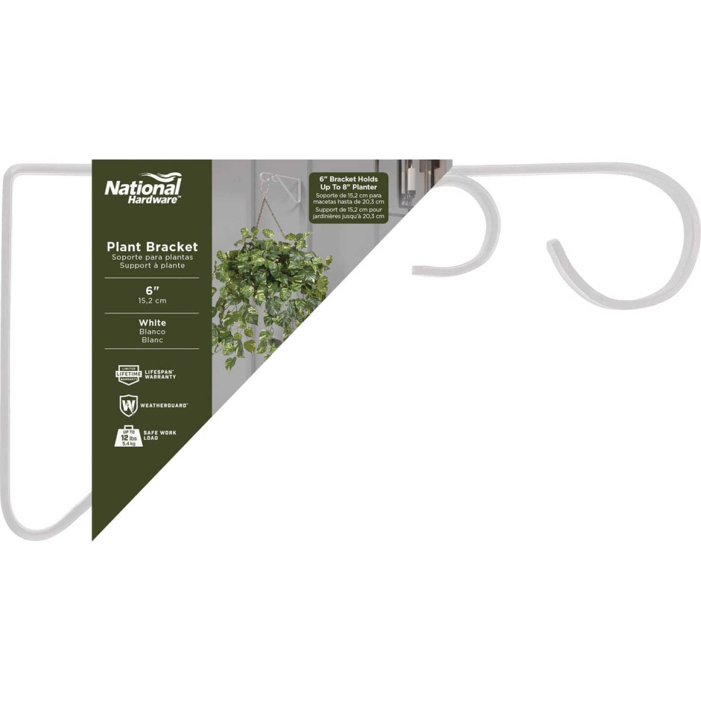National Hardware 6 In. White Steel Hanging Plant Bracket Image 2