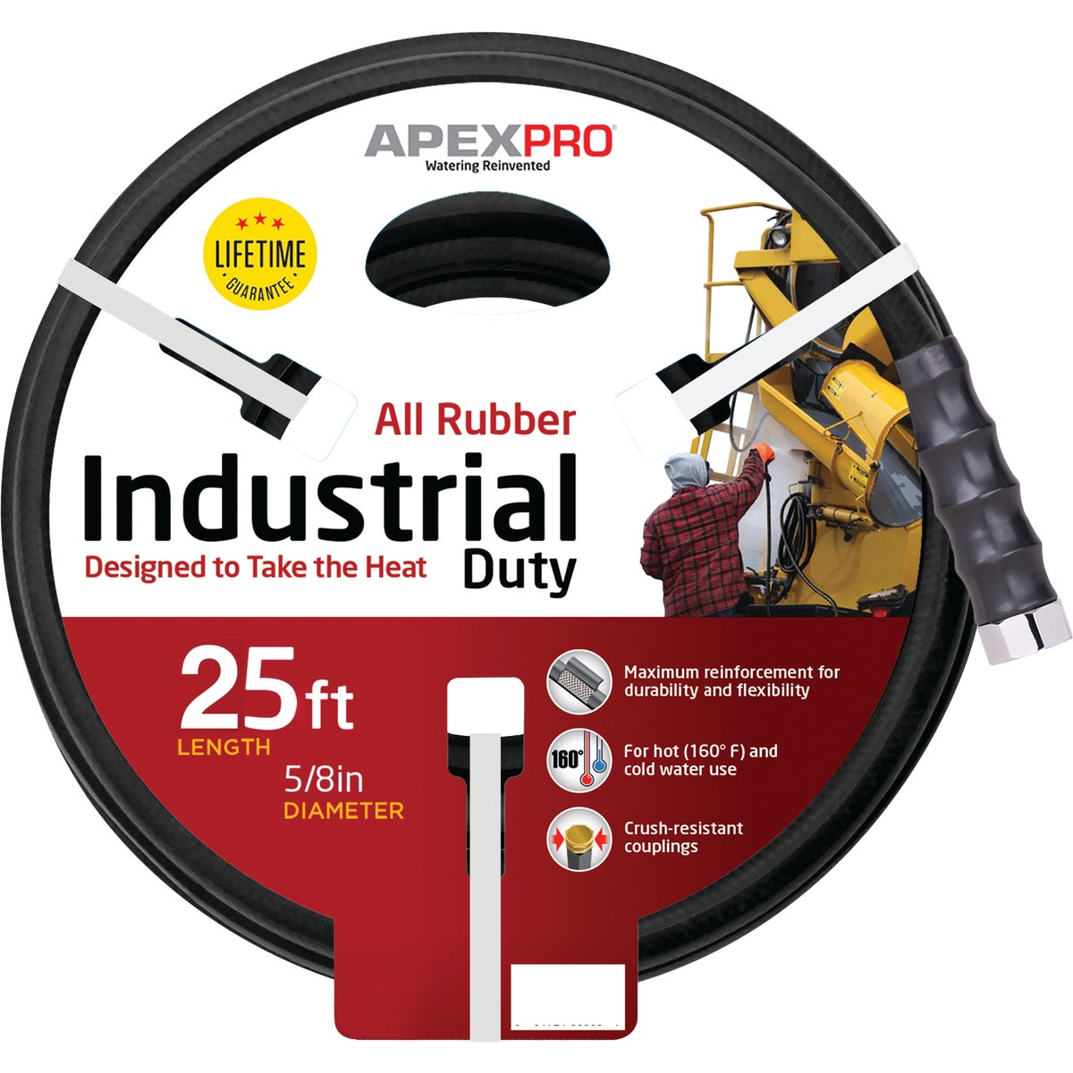Apex Pro 5/8 In. Dia. x 25 Ft. Black Rubber Hot Water Garden Hose Image 1