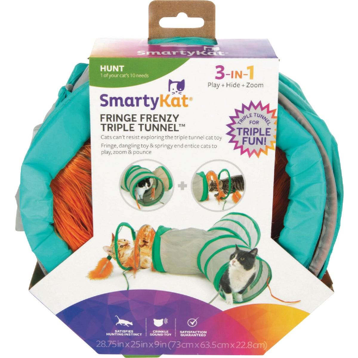 SmartyKat Fringe Frenzy Triple Tunnel  Activity Cat Toy