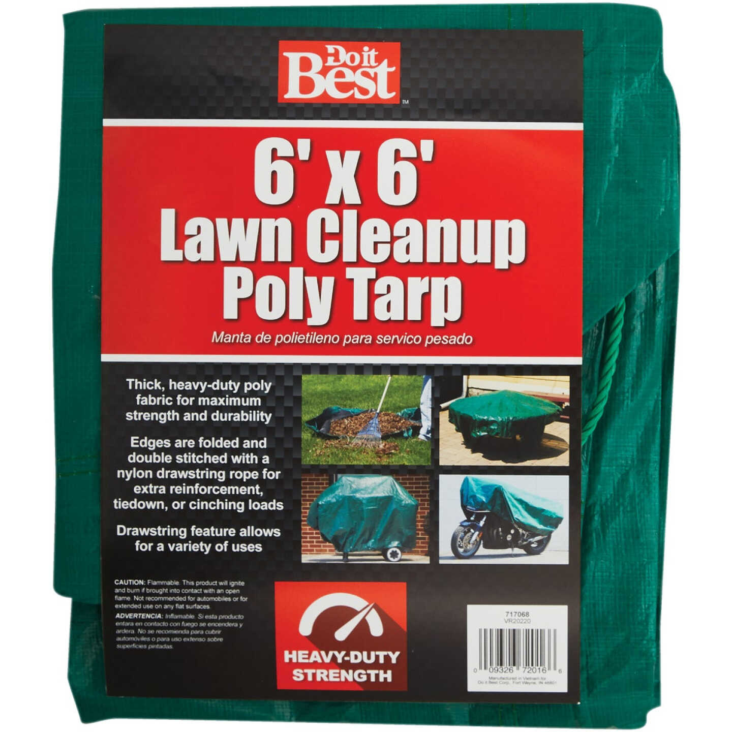 Do it Best 6 Ft. x 6 Ft. Poly Fabric Green Lawn Cleanup Tarp Image 1
