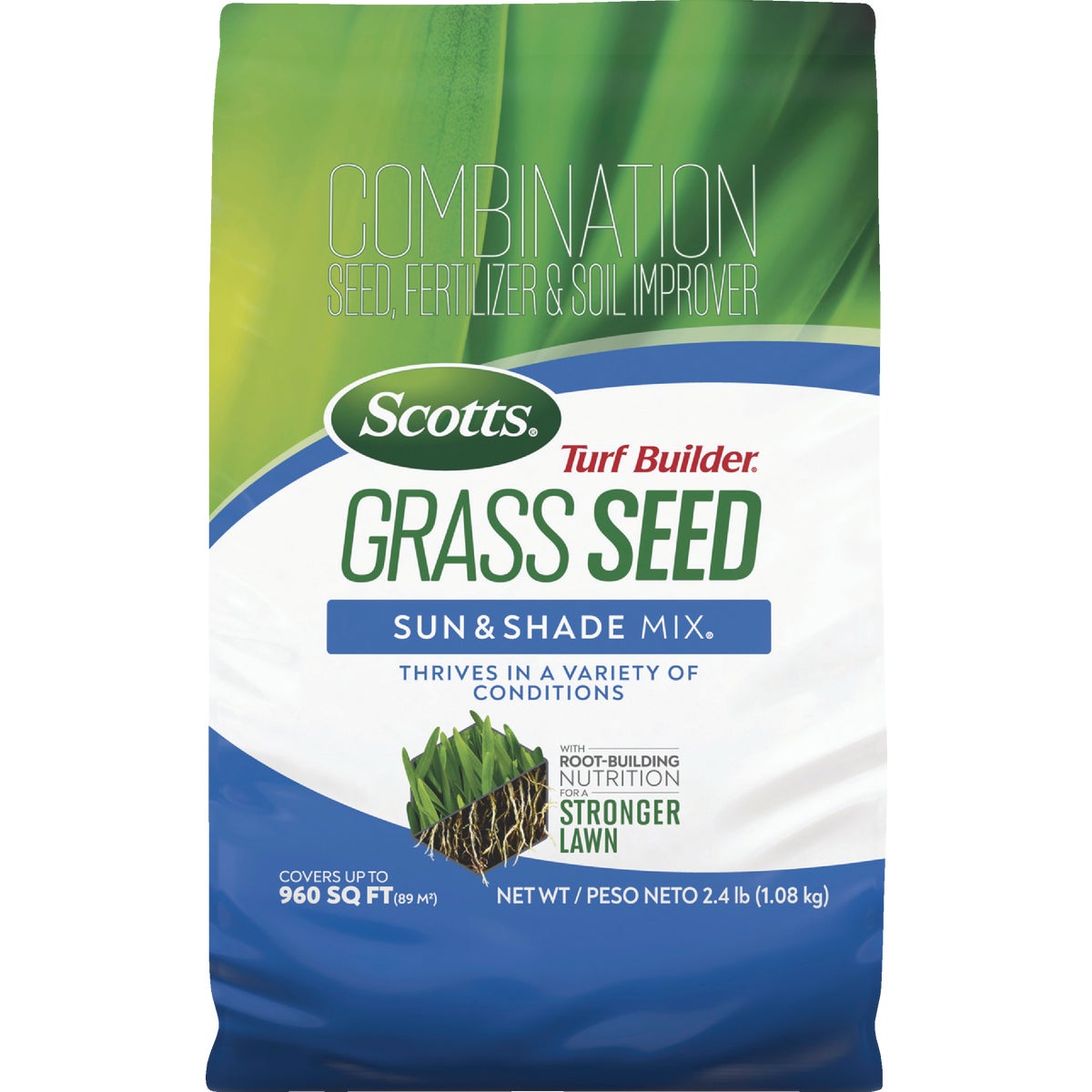 Scotts Turf Builder 2.4 Lb. 200 Sq. Ft. Sun & Shade Mix Grass Seed, Fertilizer, and Soil Improver Combination Image 1