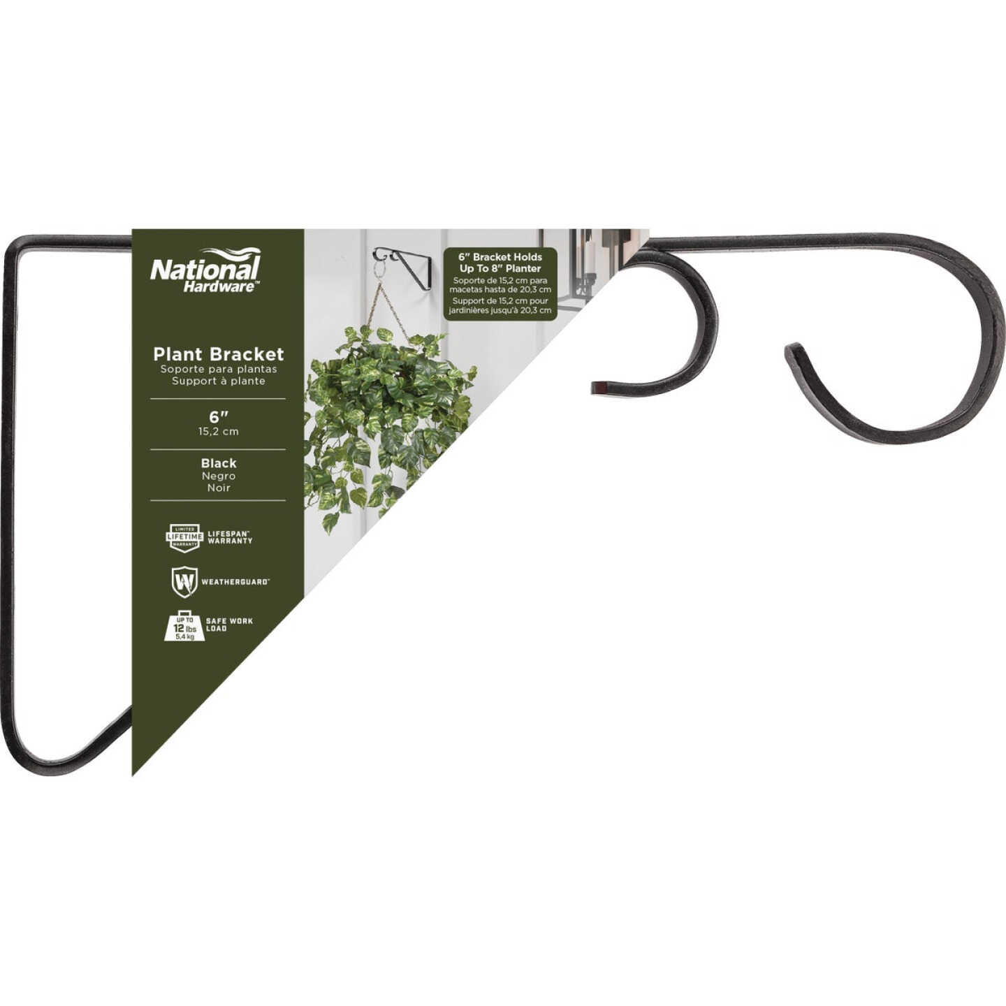 National Hardware 6 In. Black Steel Hanging Plant Bracket Image 2