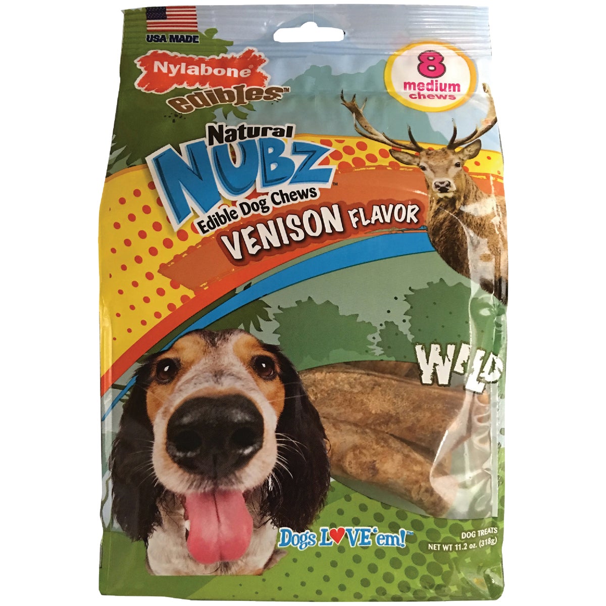Nylabone Nubz Wild Antler Natural Long Lasting Edible Venison Flavor Medium Dog Chews (8-Pack)