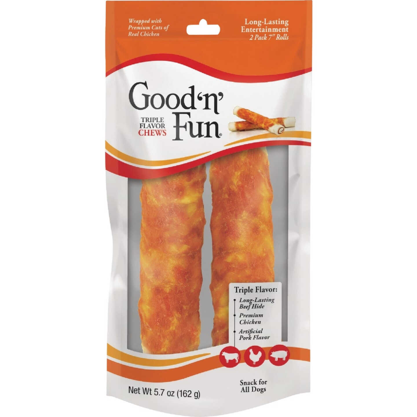 Good 'N' Fun 7 In. Triple Flavor Chew (2-Pack) Image 1