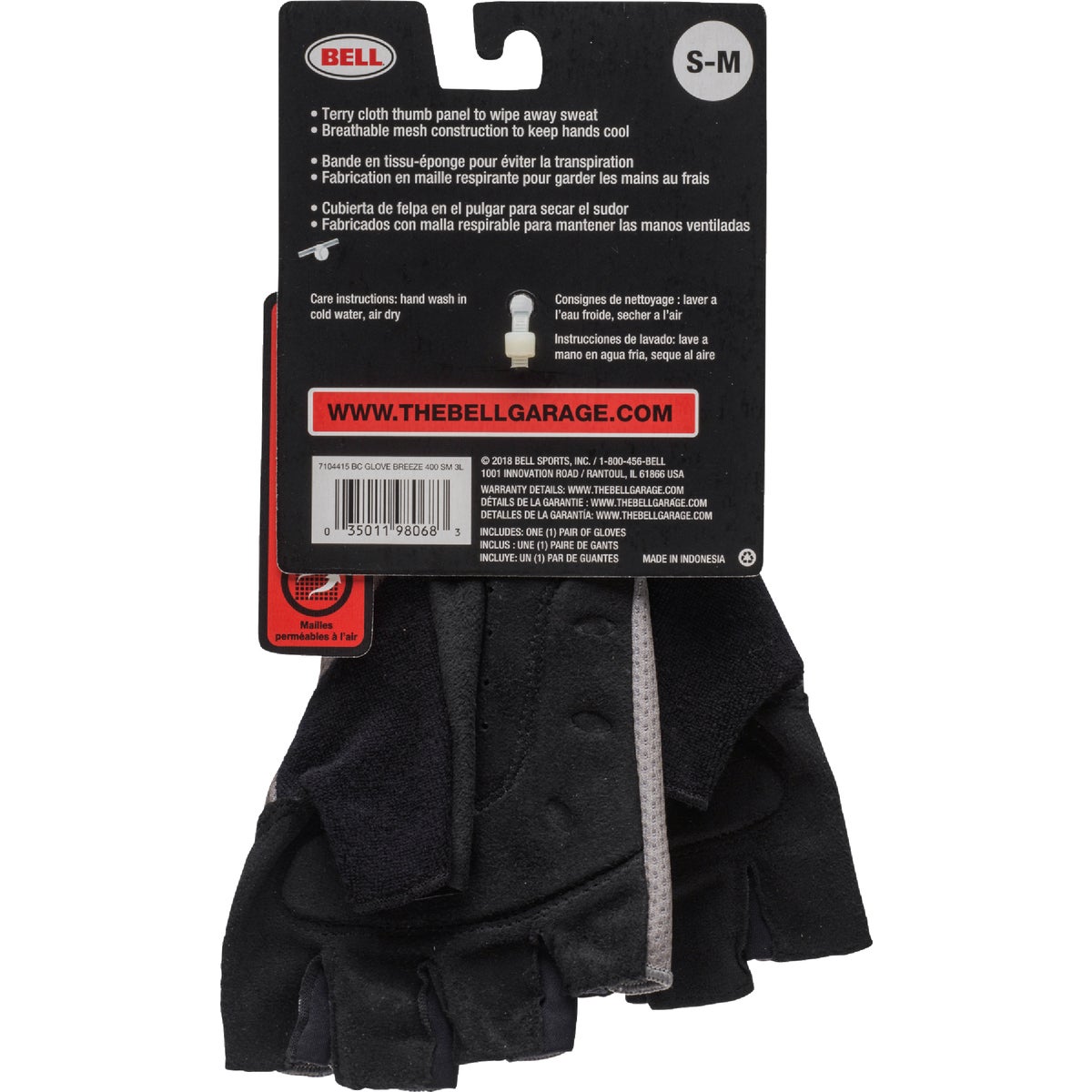 Bell Breeze 400 Black Suede Cycling Gloves, L/XL Image 2