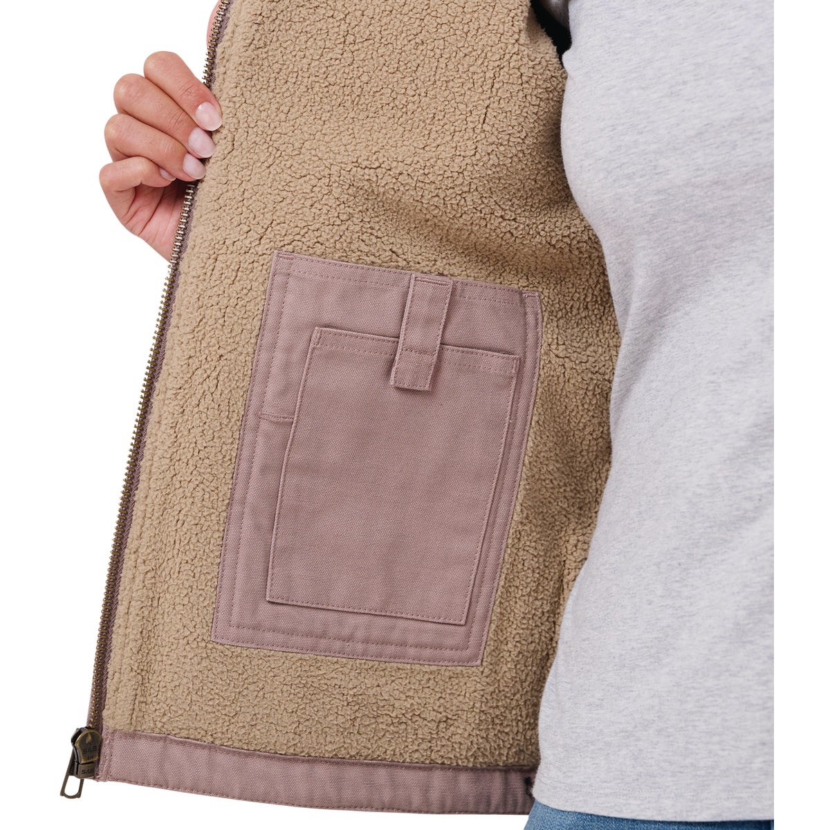 Berne Women's Large Antler Sherpa-Lined Softstone Duck Hooded Jacket Image 3