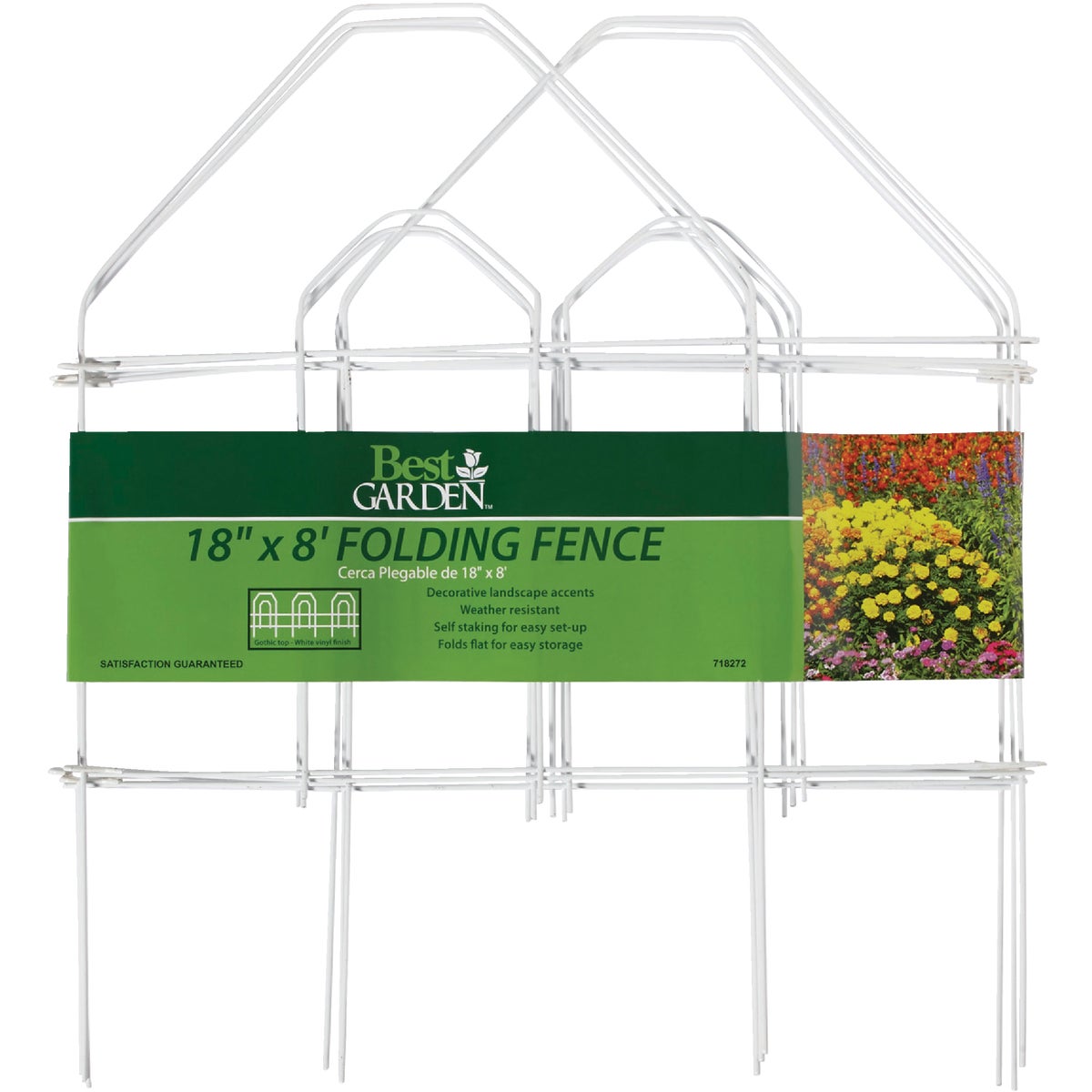 Best Garden 8 Ft. White Galvanized Wire Folding Fence Image 2