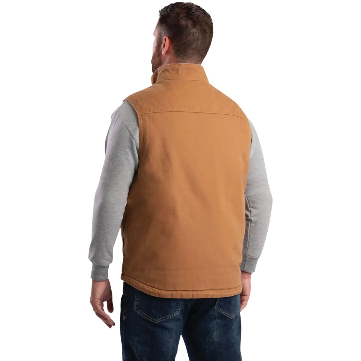 Berne Heartland Men's 2XL Brown Sherpa-Lined Washed Duck Vest Image 5