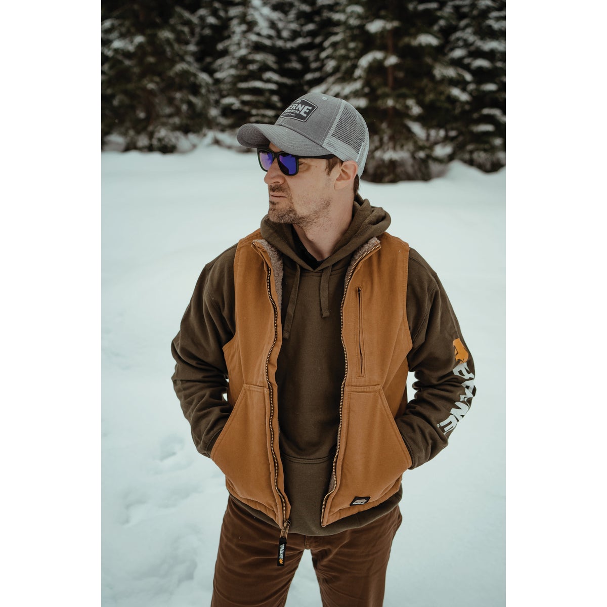 Berne Heartland Men's 2XL Brown Sherpa-Lined Washed Duck Vest Image 3