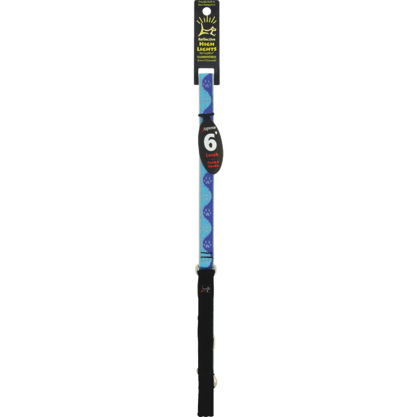 Lupine 3/4 In. x 6 Ft. Reflective Blue Paws Dog Leash Image 1