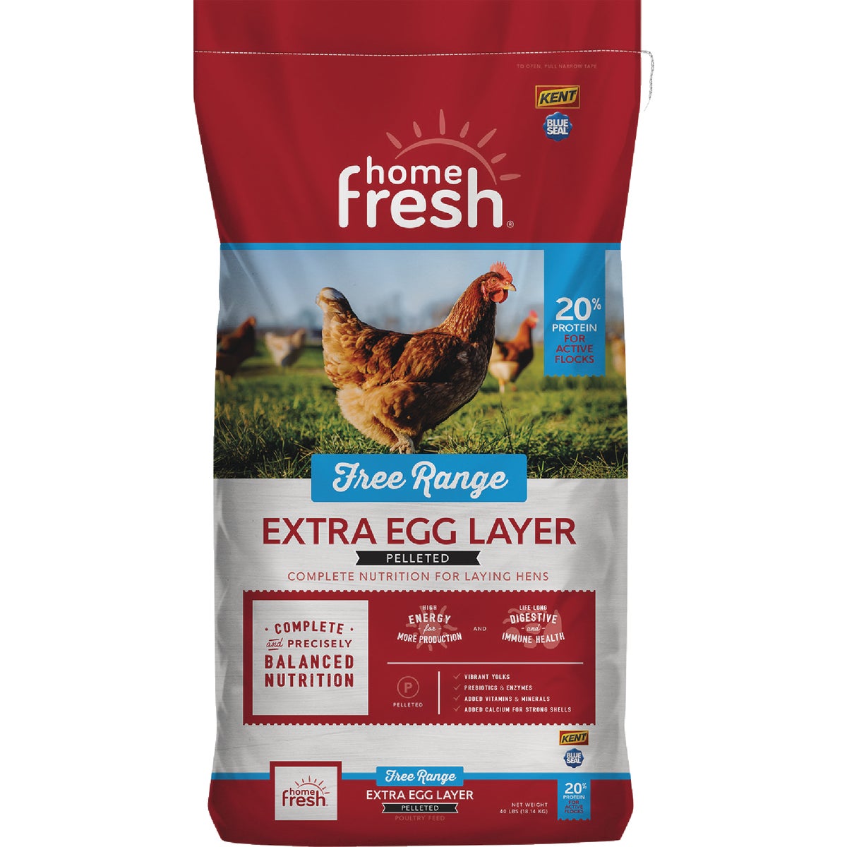 Kent Home Fresh Extra Egg Layer Free Range 40 Lb. Pellet Feed