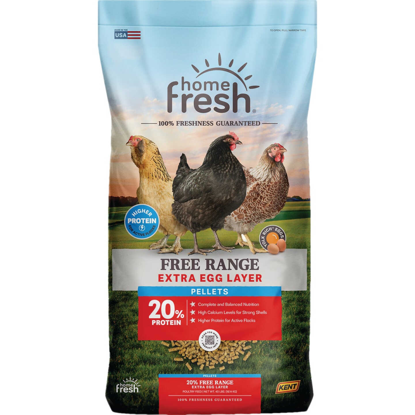 Kent Home Fresh Extra Egg Layer Free Range 40 Lb. Pellet Feed Image 1