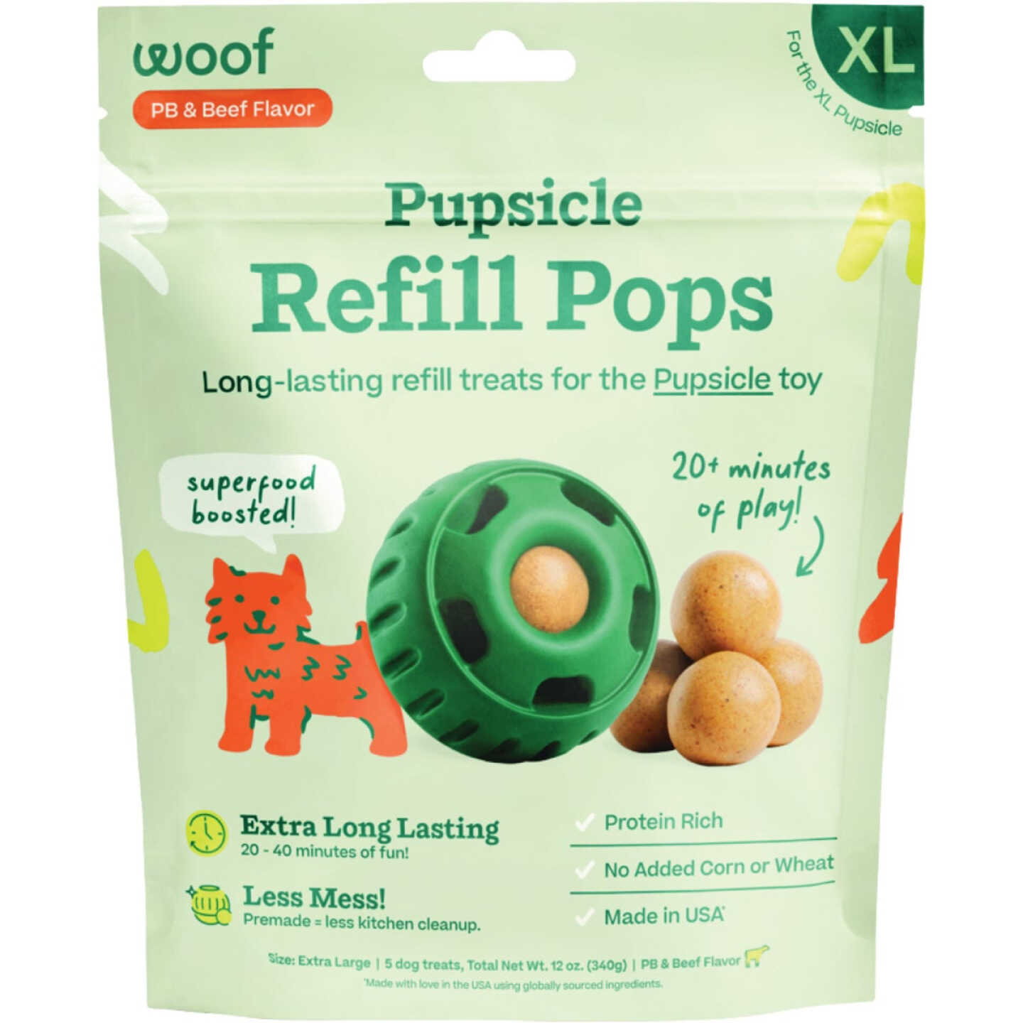 Woof Pupsicle XL Peanut Butter & Beef Refill Pop Treat (5-Pack) Image 1