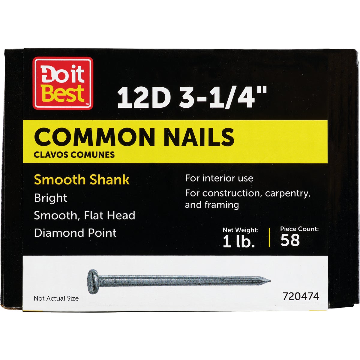 Do it 12d x 3-1/4 In. 9 ga Bright Common Nails (61 Ct., 1 Lb.)