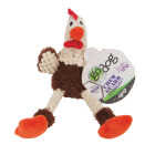 goDog Checkers Just For Me Mini Brown Skinny Rooster Squeaky Plush Dog Toy Image 1