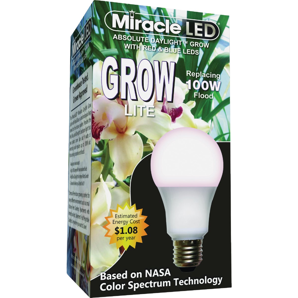 Miracle LED Absolute Daylight 100W Equivalent Red, Blue, & Daylight A19 Medium Base LED Plant Light Bulb Image 1