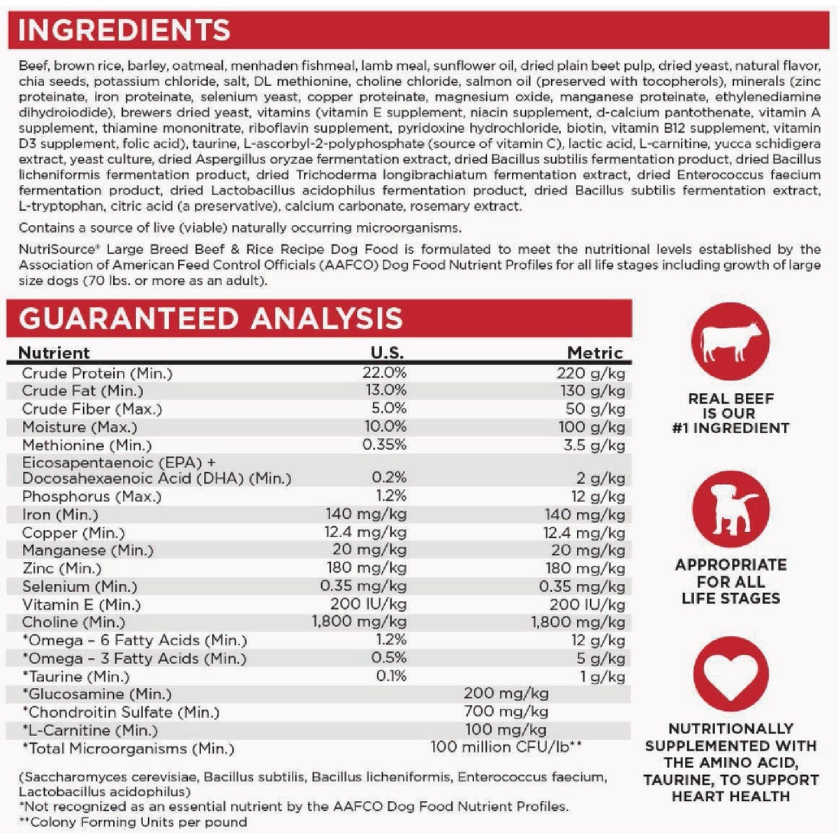 NutriSource 26 Lb. Beef & Rice Recipe Large Breed Dog Food Image 4