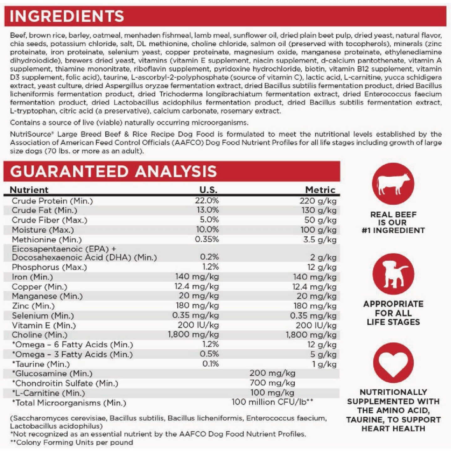NutriSource 26 Lb. Beef & Rice Recipe Large Breed Dog Food Image 4