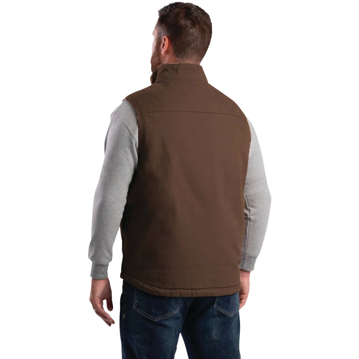 Berne Heartland Men's XL Bark Sherpa-Lined Washed Duck Vest Image 5