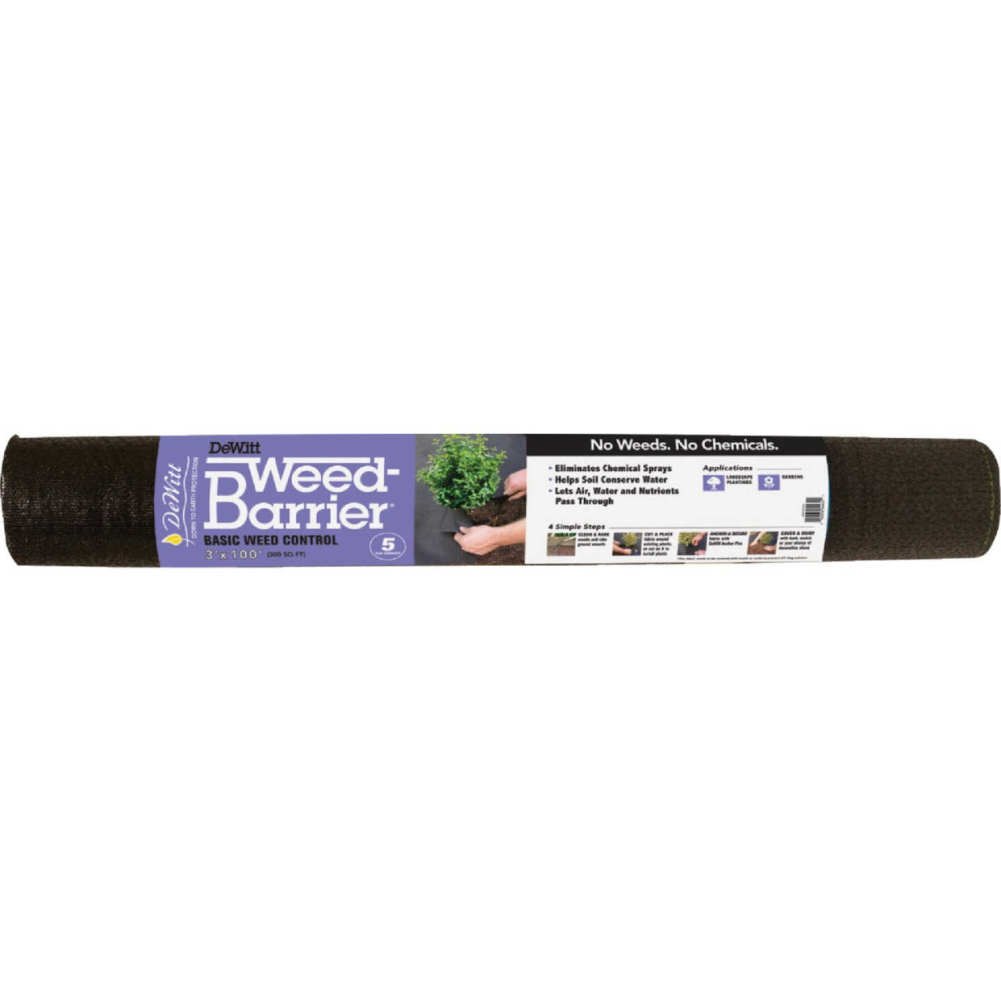 DeWitt Weed Barrier 3 Ft. W. x 100 Ft. L. Pointbond Polyproylene 5-Year Basic Weed Control Landscape Fabric Image 1
