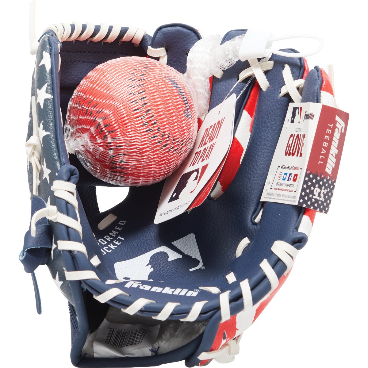 Franklin MLB RTP 9.5 In. T-Ball Right-Handed Thrower Glove with Ball Image 2