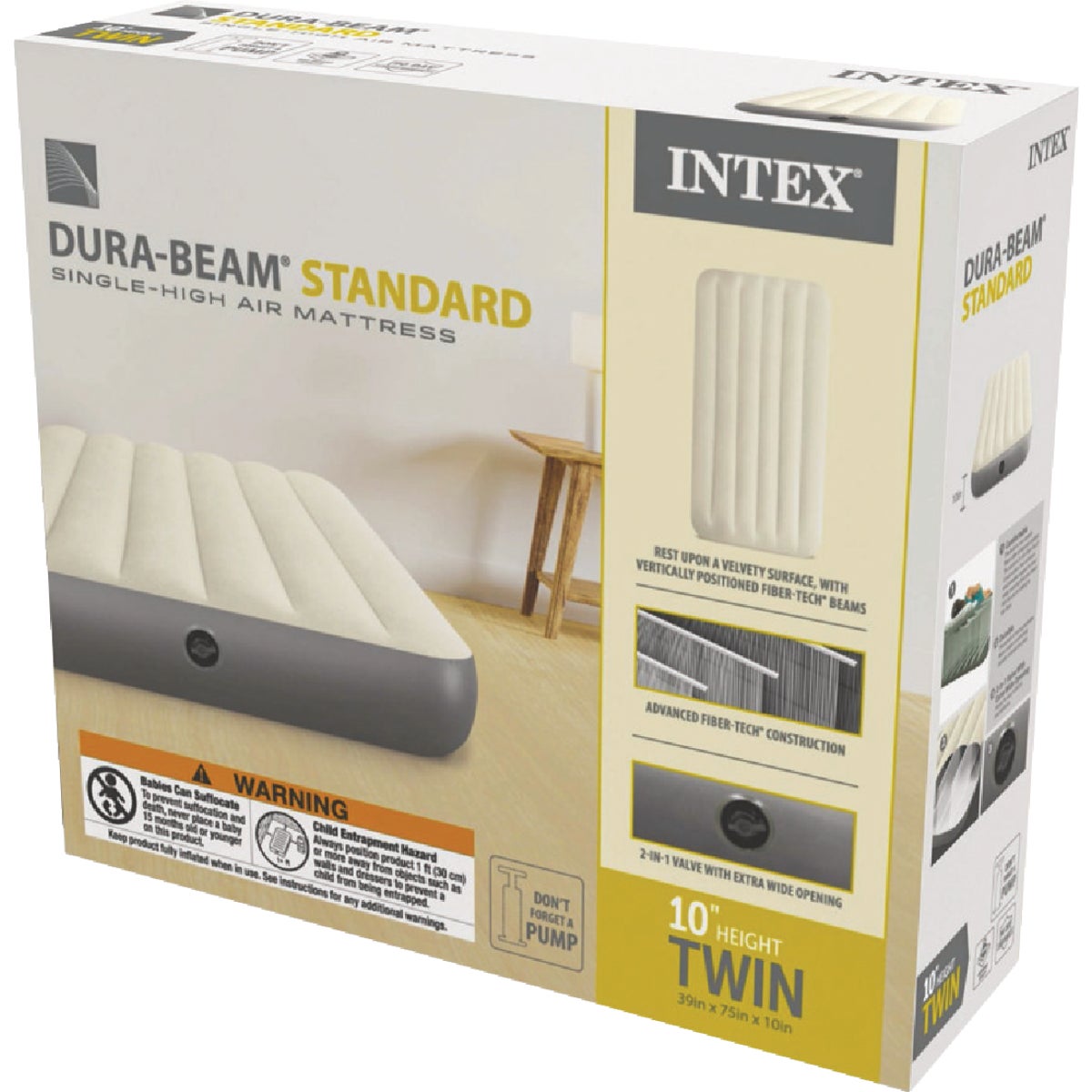 Intex 10 In. Twin Deluxe Single-High Airbed Dura-Beam Standard Series Image 4
