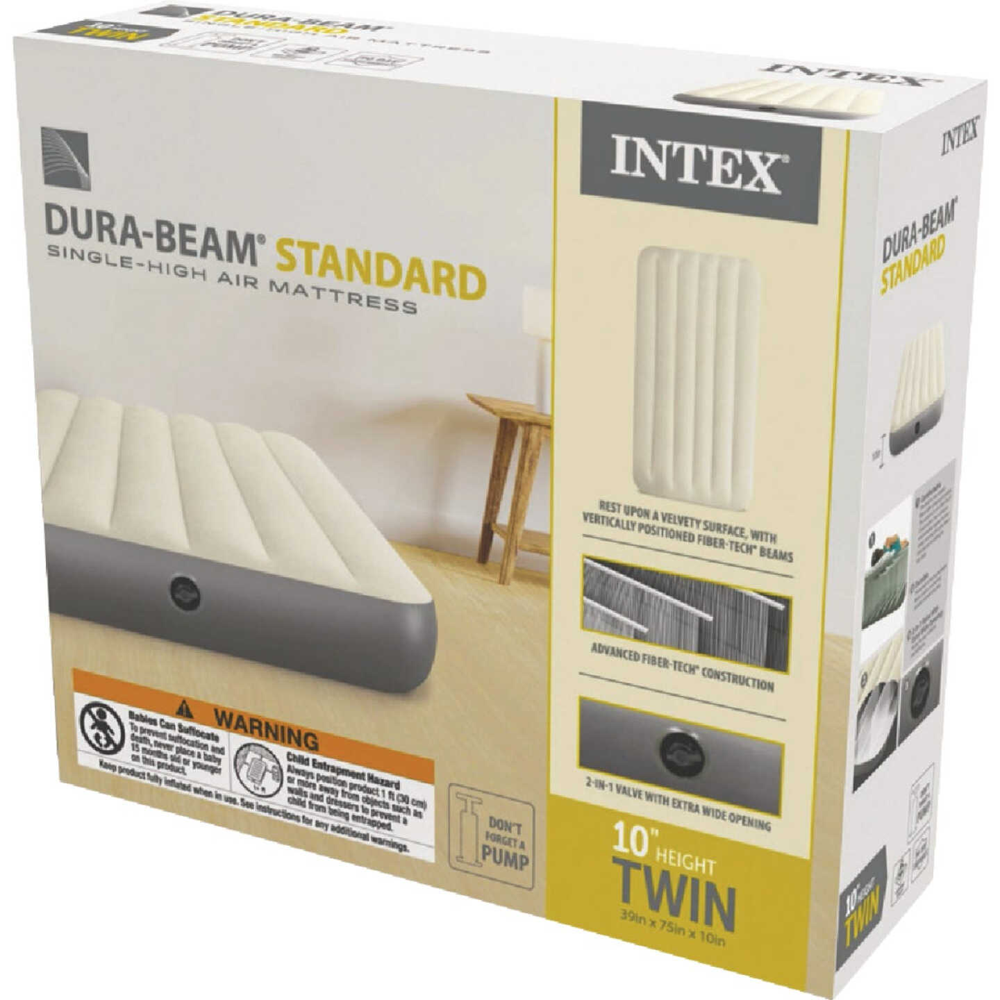 Intex 10 In. Twin Deluxe Single-High Airbed Dura-Beam Standard Series Image 4