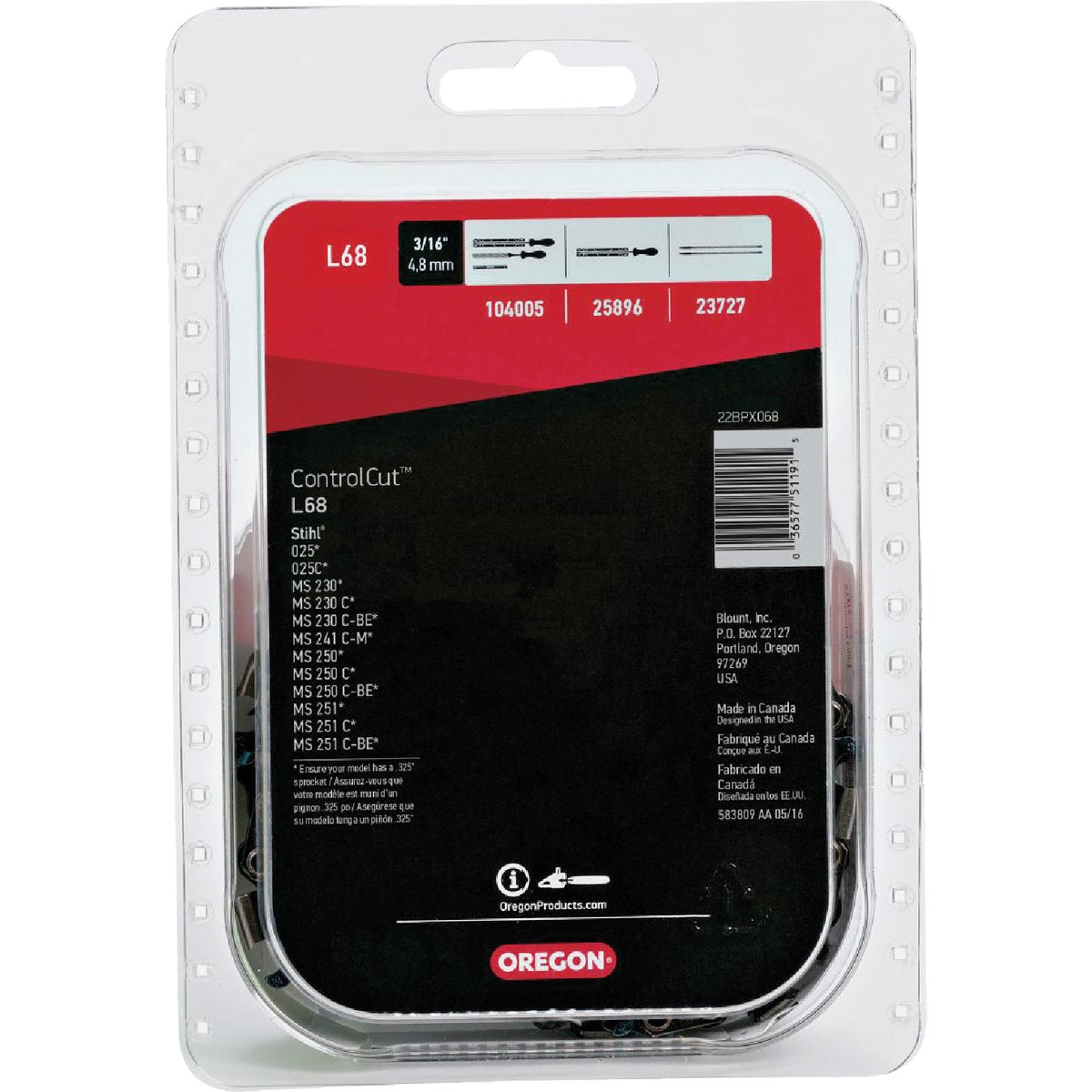 Oregon L68 ControlCut Chainsaw Chain for 18 in. Bar - 68 Drive Links - fits Several Stihl models Image 7