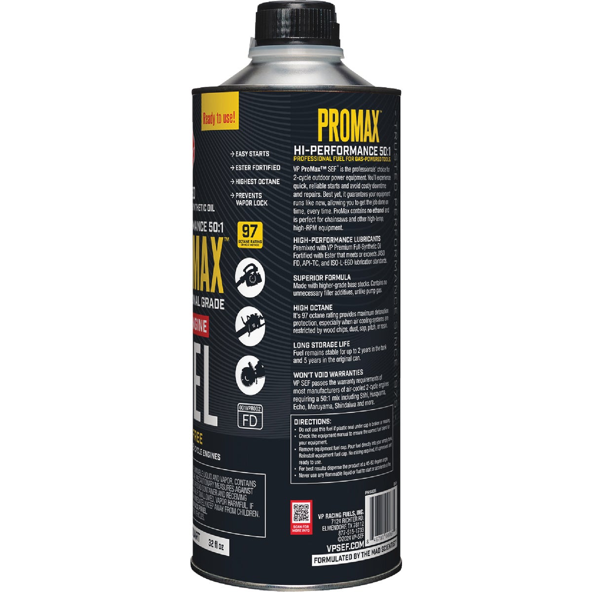 VP Racing Fuels Pro-Max 1 Qt. 50:1 Premixed Small Engine Fuel Image 3