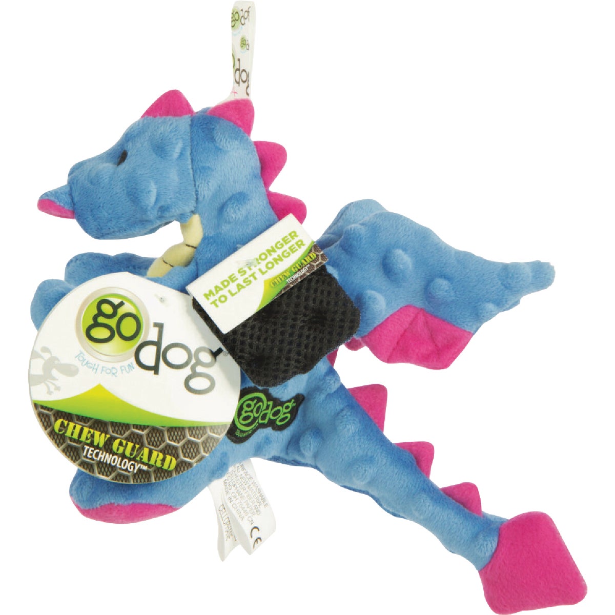 goDog Dragons Small Periwinkle Squeaky Plush Dog Toy Image 1