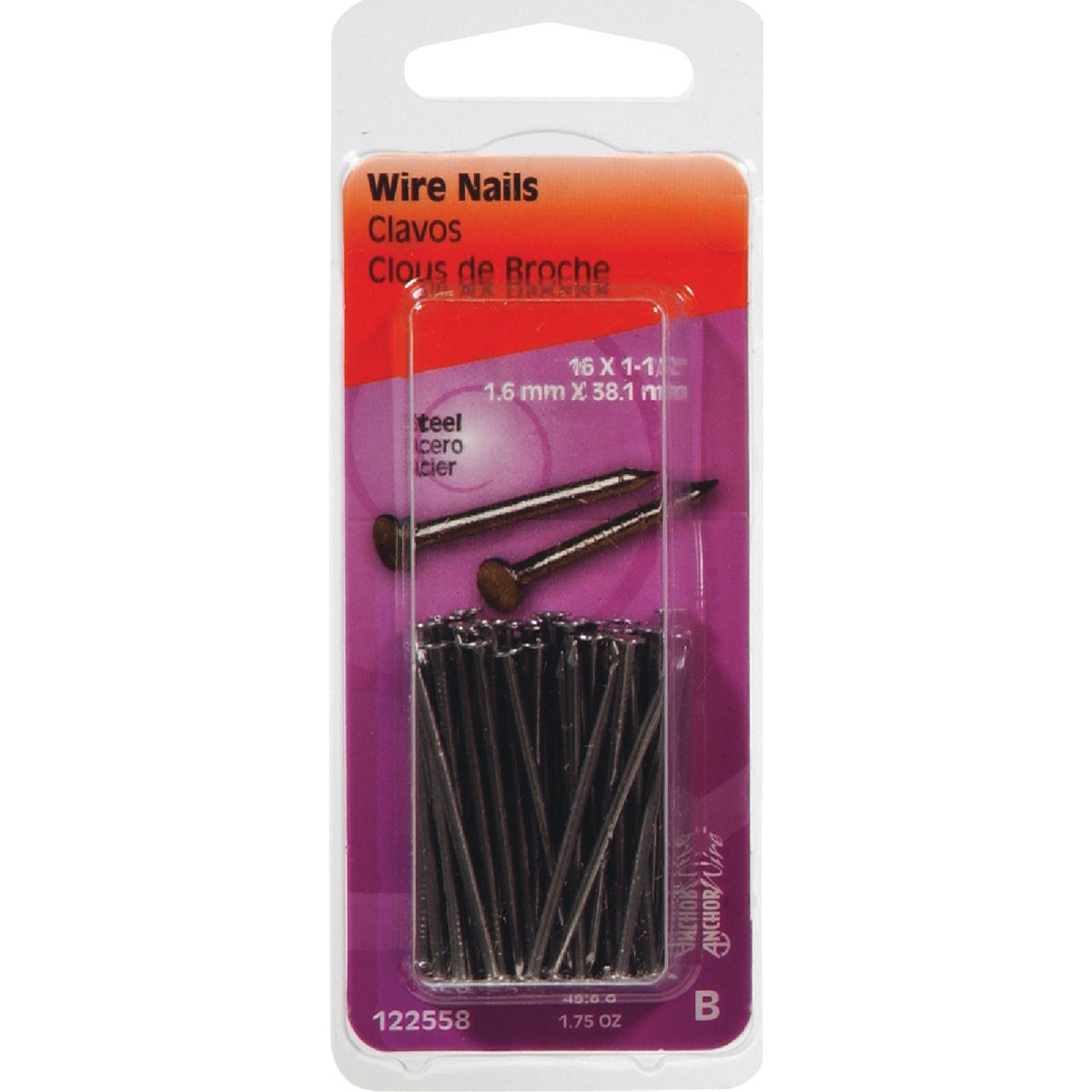 Hillman Anchor Wire 1-1/2 In. 16 ga Bright Wire Nails (1.75 Oz.) Image 1