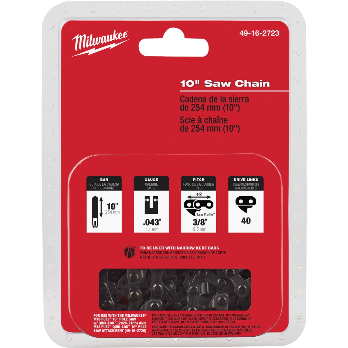 Milwaukee 10 In. Pole Saw Chain Image 1