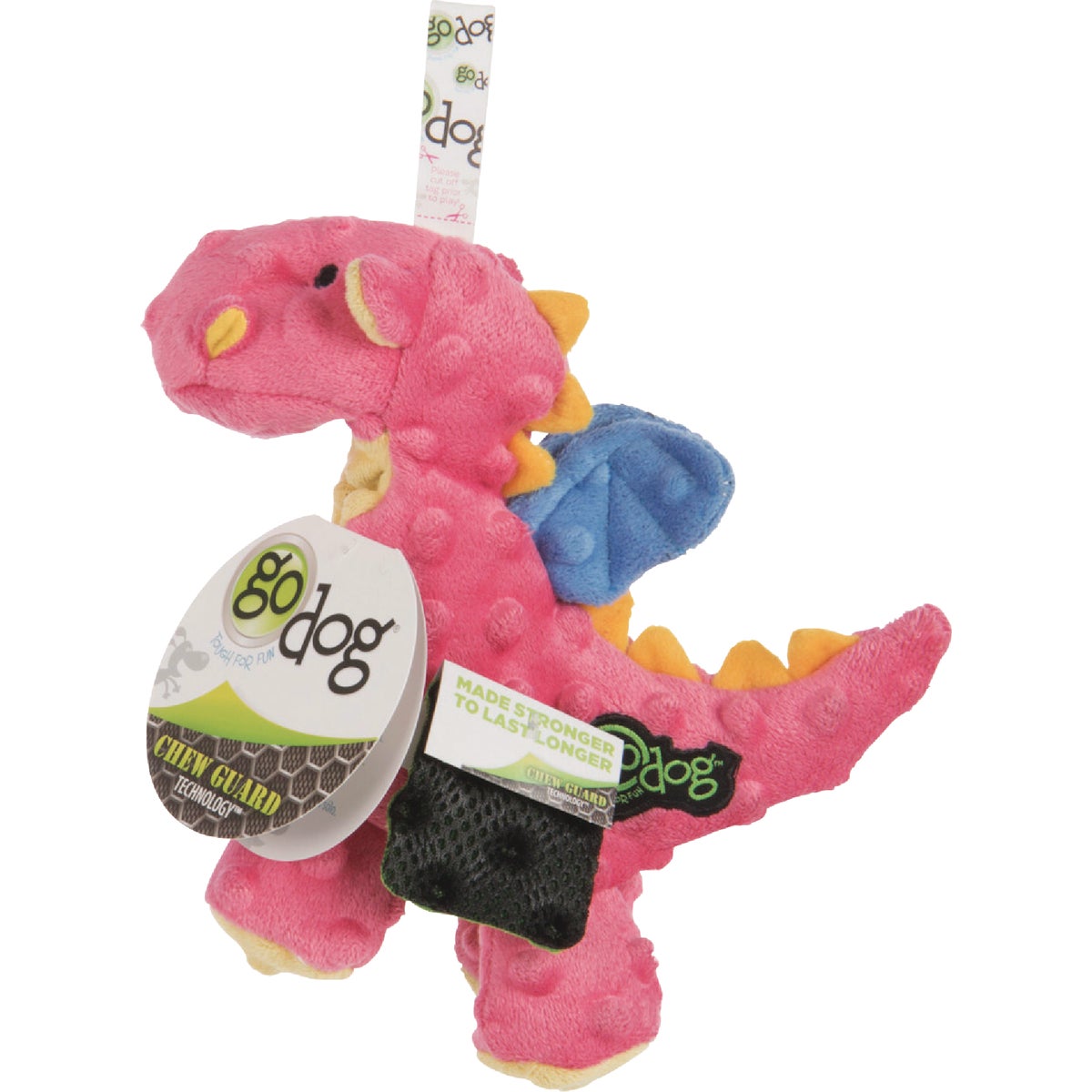 goDog Dragons Small Coral Squeaky Plush Dog Toy