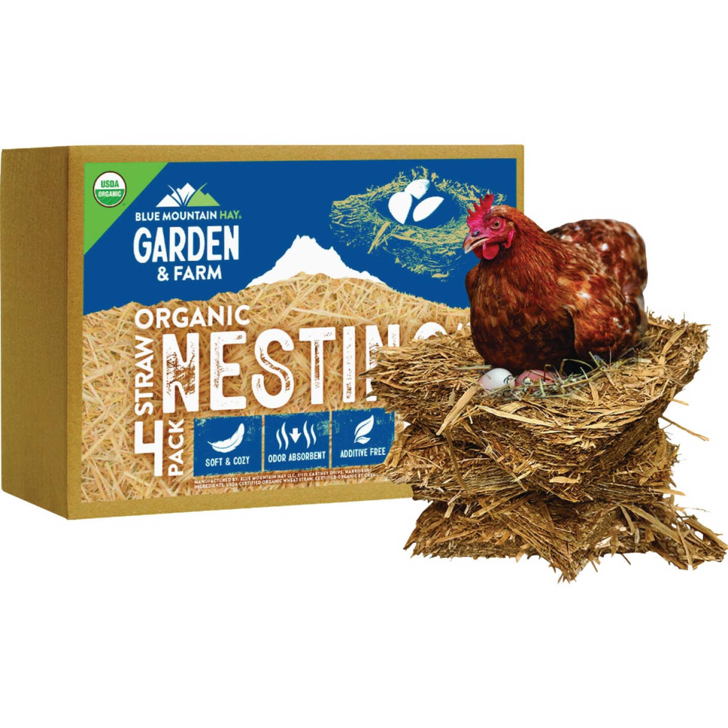 Blue Mountain Hay Organic Straw Nesting Pads for Hens (4-Pack) Image 1