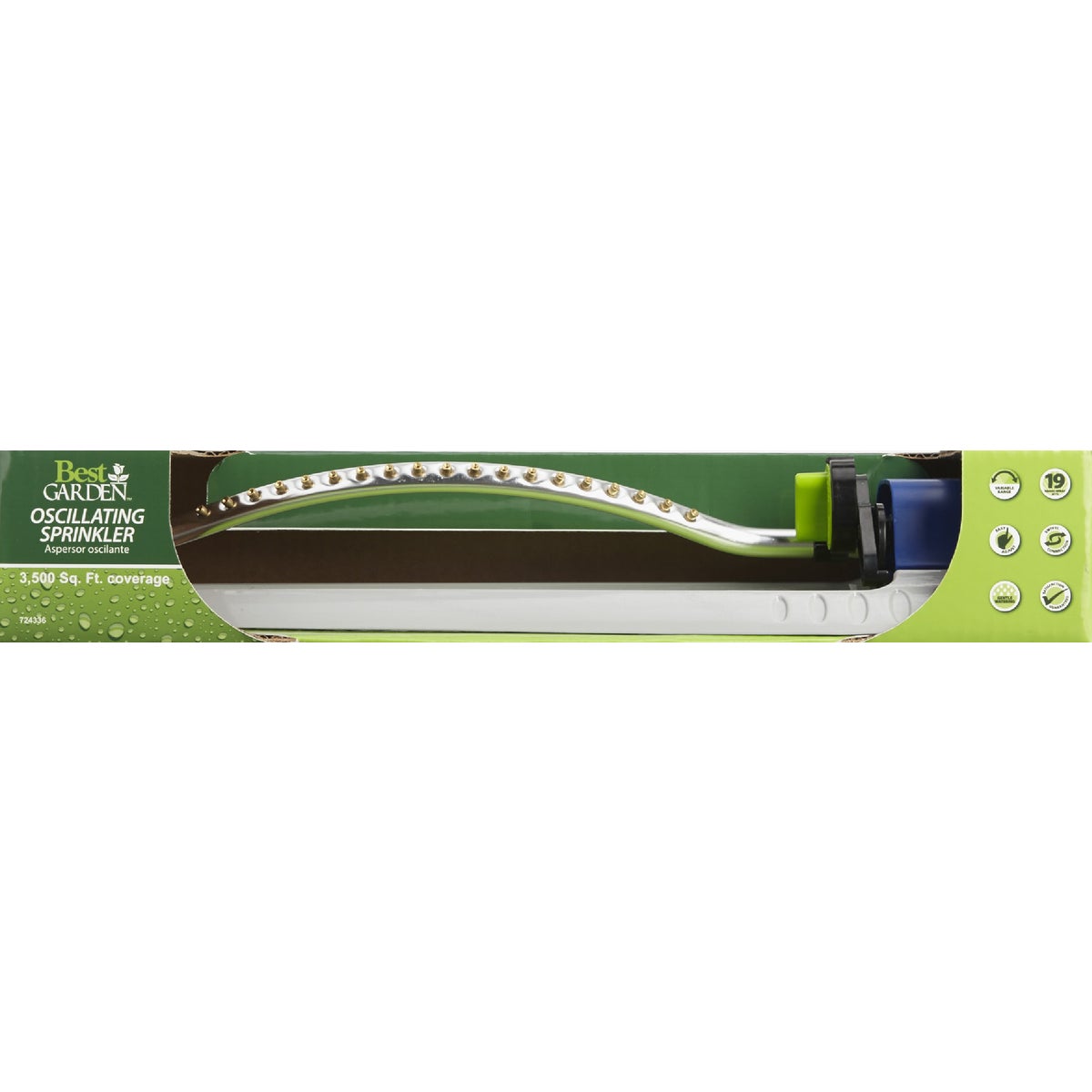Best Garden Metal 3400 Sq. Ft. Blue & Gray Oscillating Sprinkler Image 3