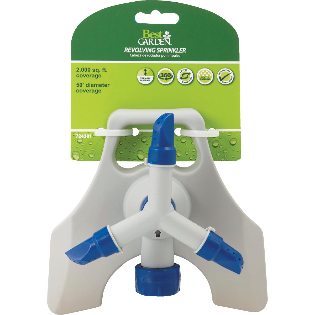 Best Garden Poly 50 Ft. Dia. 3-Arm Rotary Sprinkler Image 2