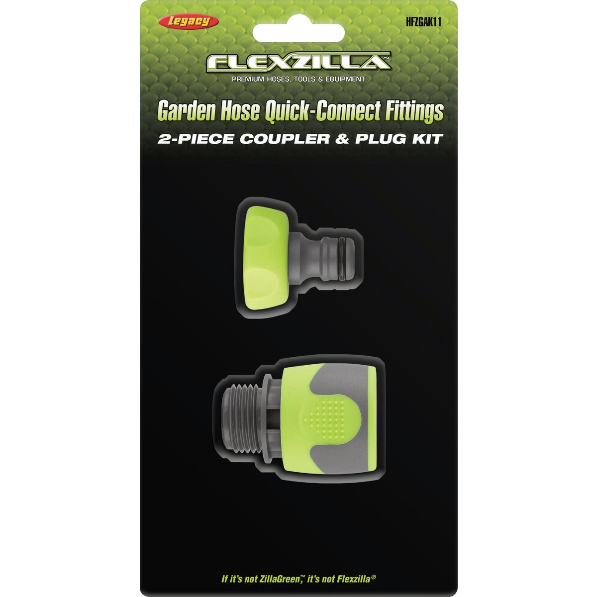 Flexzilla Standard Garden Hose Quick-Connect Coupler & Plug Kit, ZillaGreen (2-Piece) Image 4