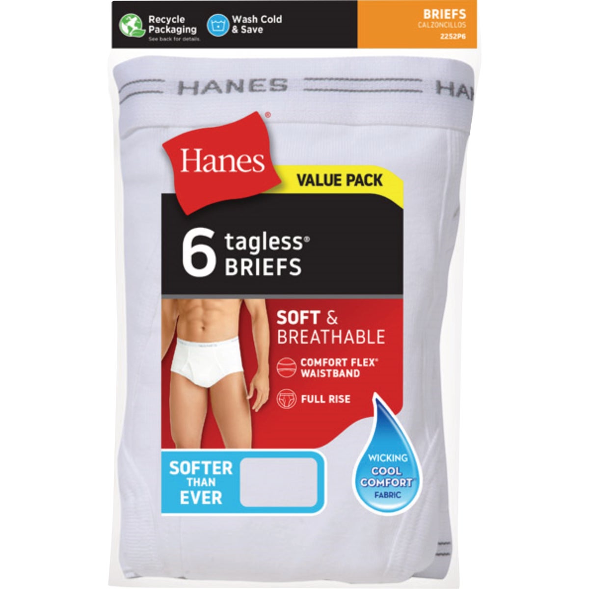 Hanes Men's S White Briefs (6-Pack)