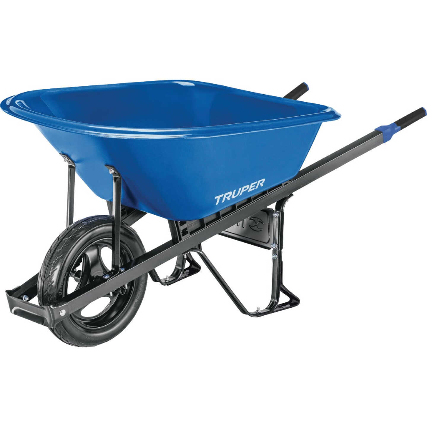 Truper 6 Cu. Ft. HDPE Tray Wheelbarrow with Steel Handles Image 1
