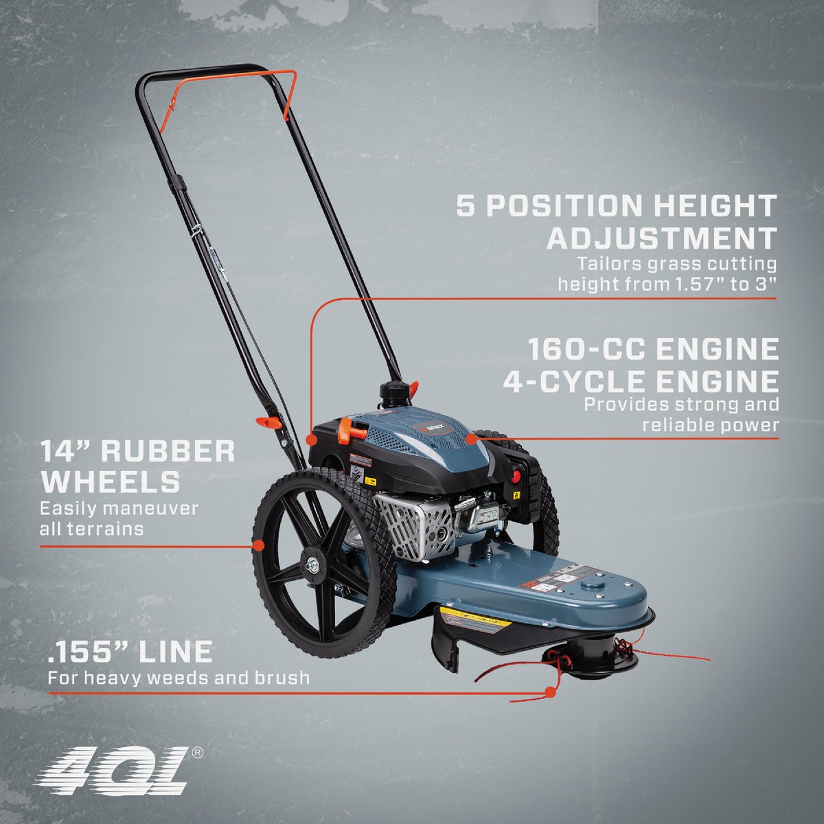 Senix 22 In. 160cc Gas High Wheel Trimmer Image 2