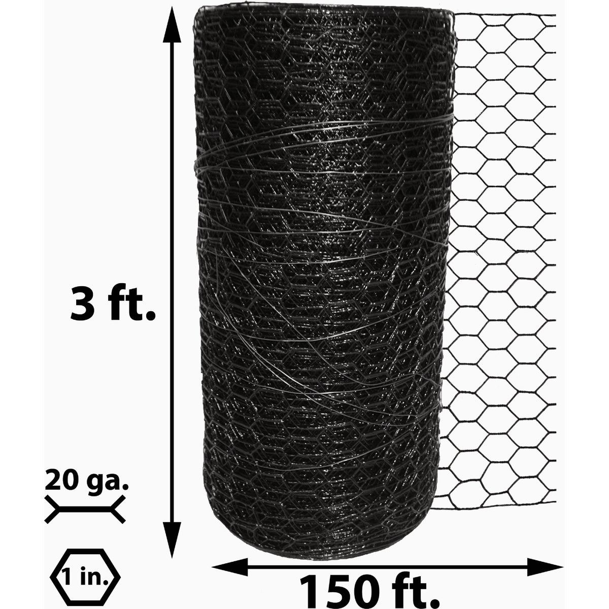 Acorn 1 In. x 36 In. H. x 150 Ft. L. Hexagonal  Vinyl-Coated Wire Poultry Netting Image 2