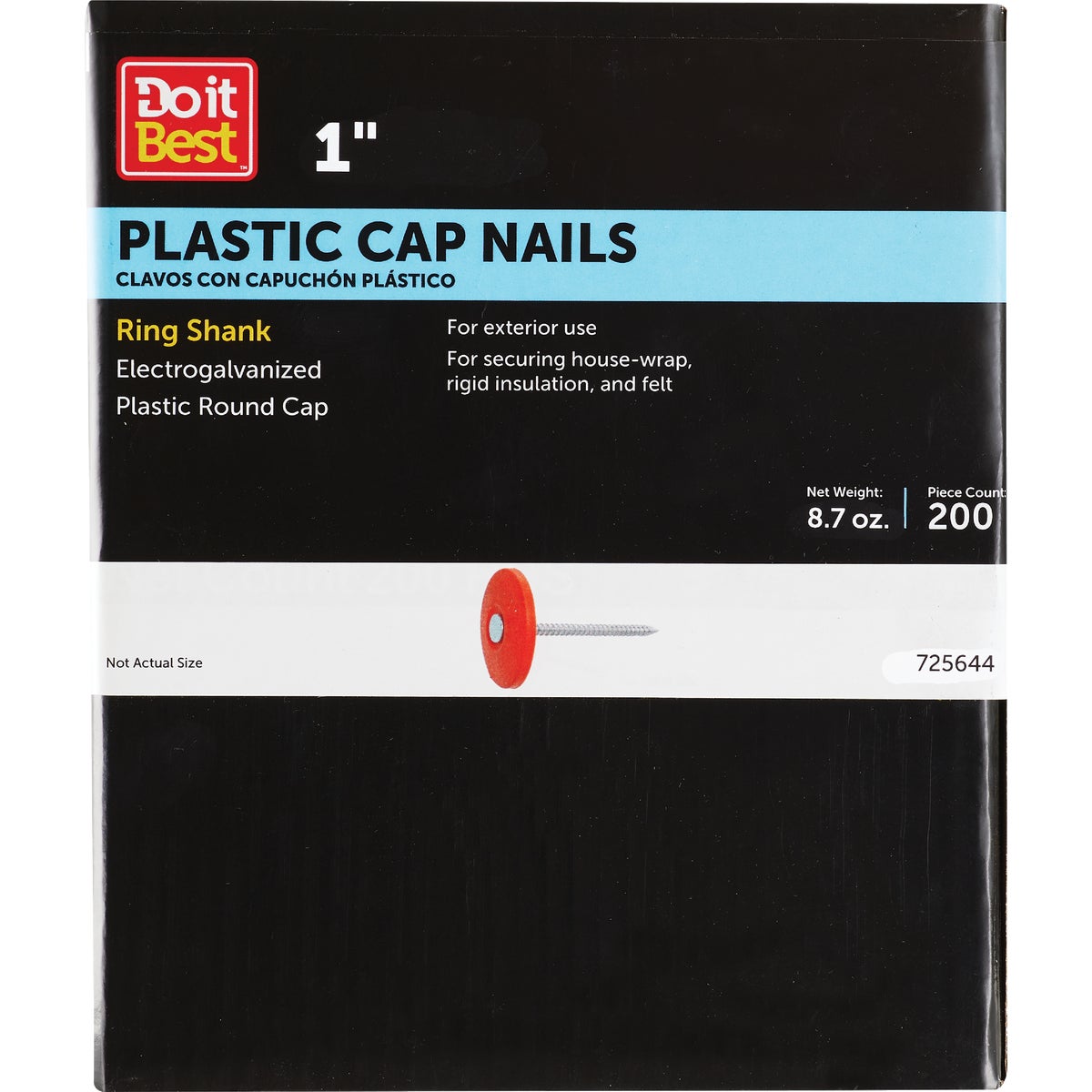 Do it 1 In. 12 ga Electrogalvanized Cap Nails (200 Ct., 1 Lb.) Image 1