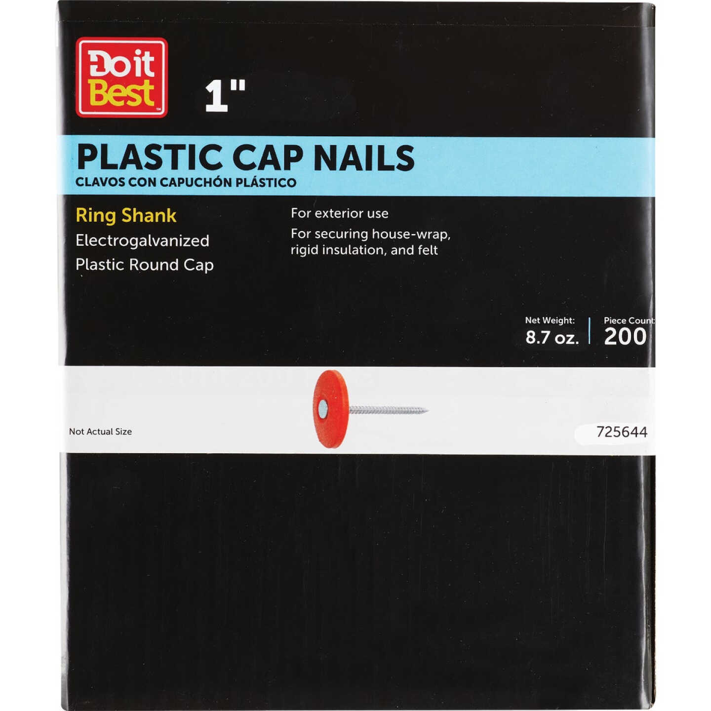 Do it 1 In. 12 ga Electrogalvanized Cap Nails (200 Ct., 1 Lb.) Image 1