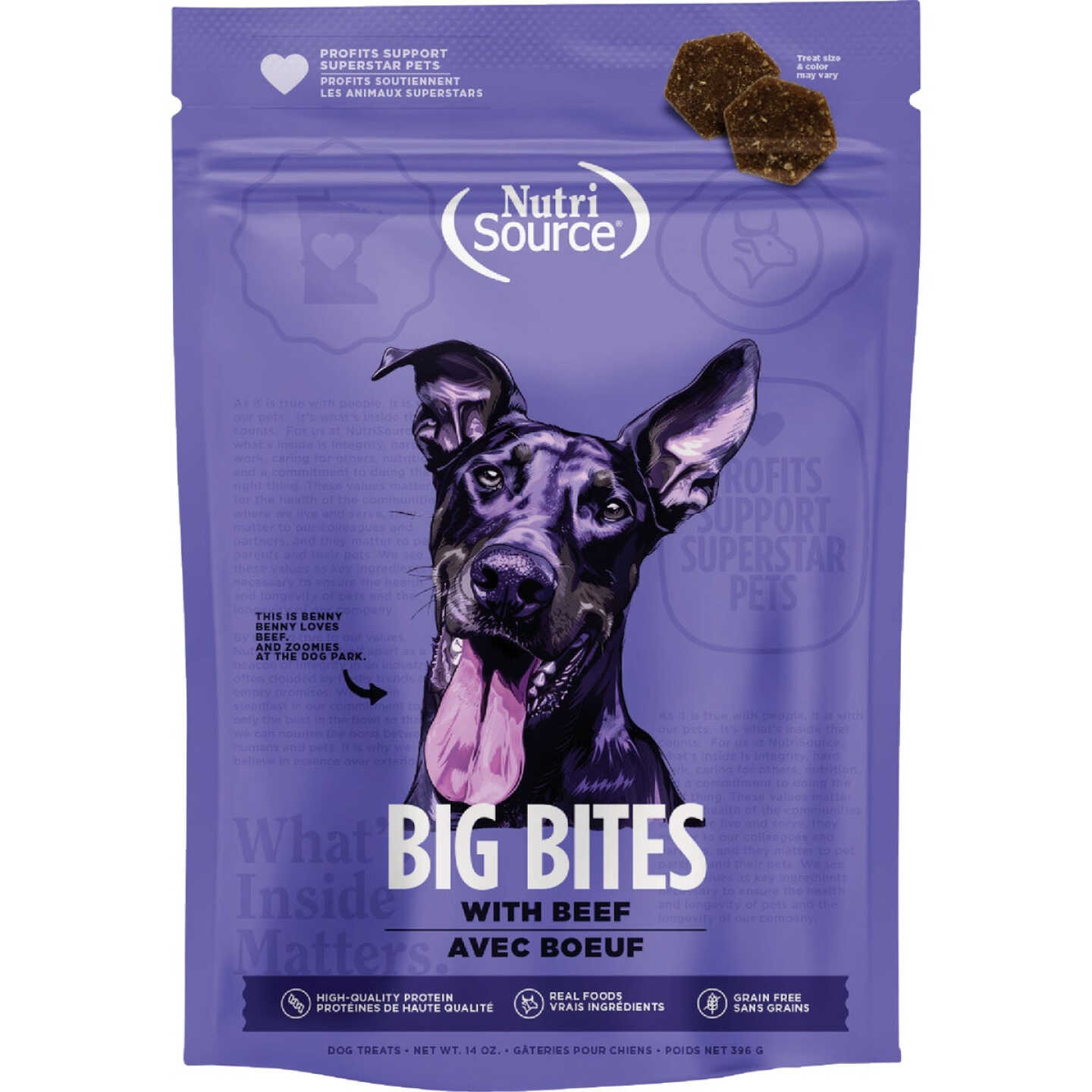 NutriSource Big Bites Beef 14 Oz. Grain Free Dog Treat Image 1