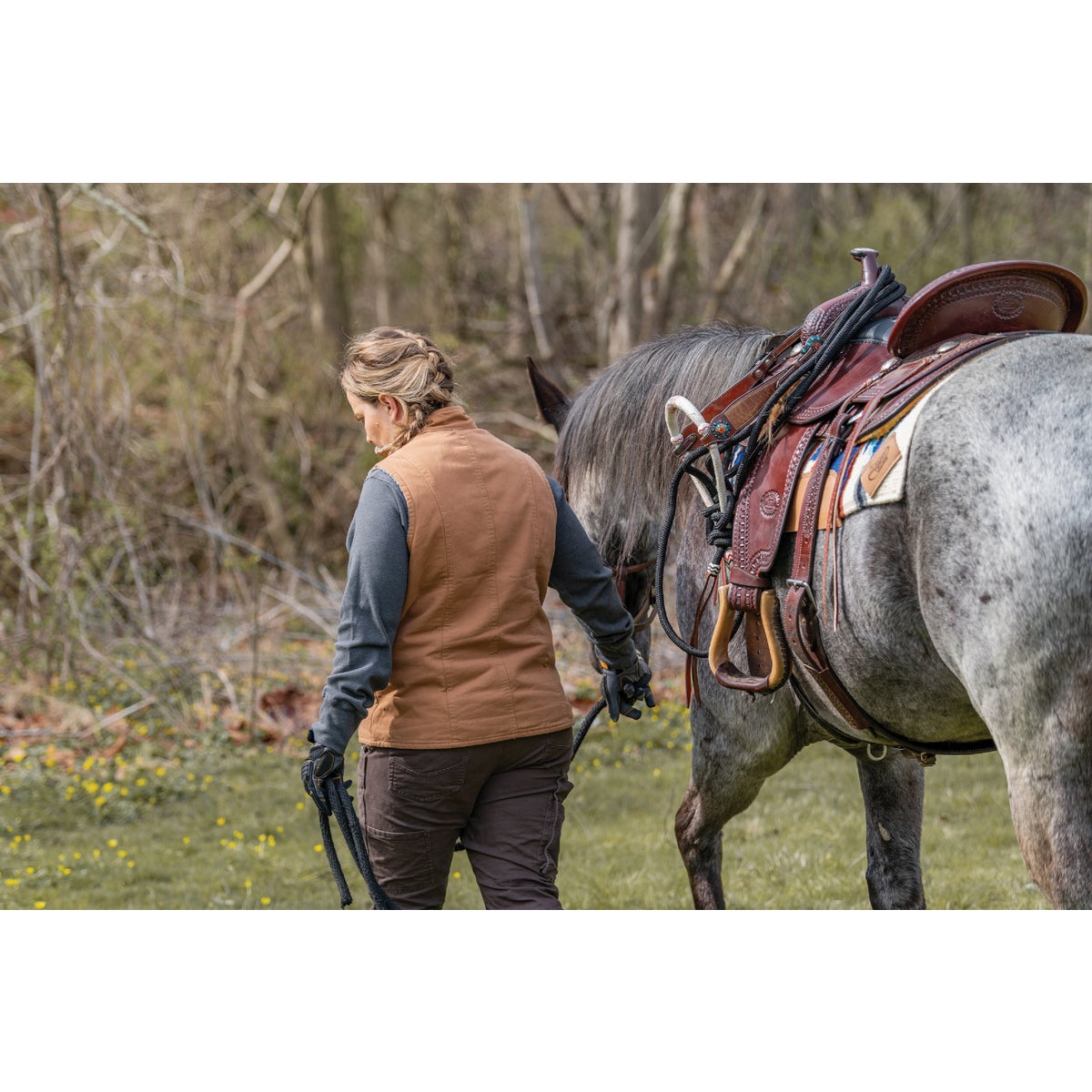 Berne Softstone Women's Small Brown Duck Sherpa-Lined Vest Image 3
