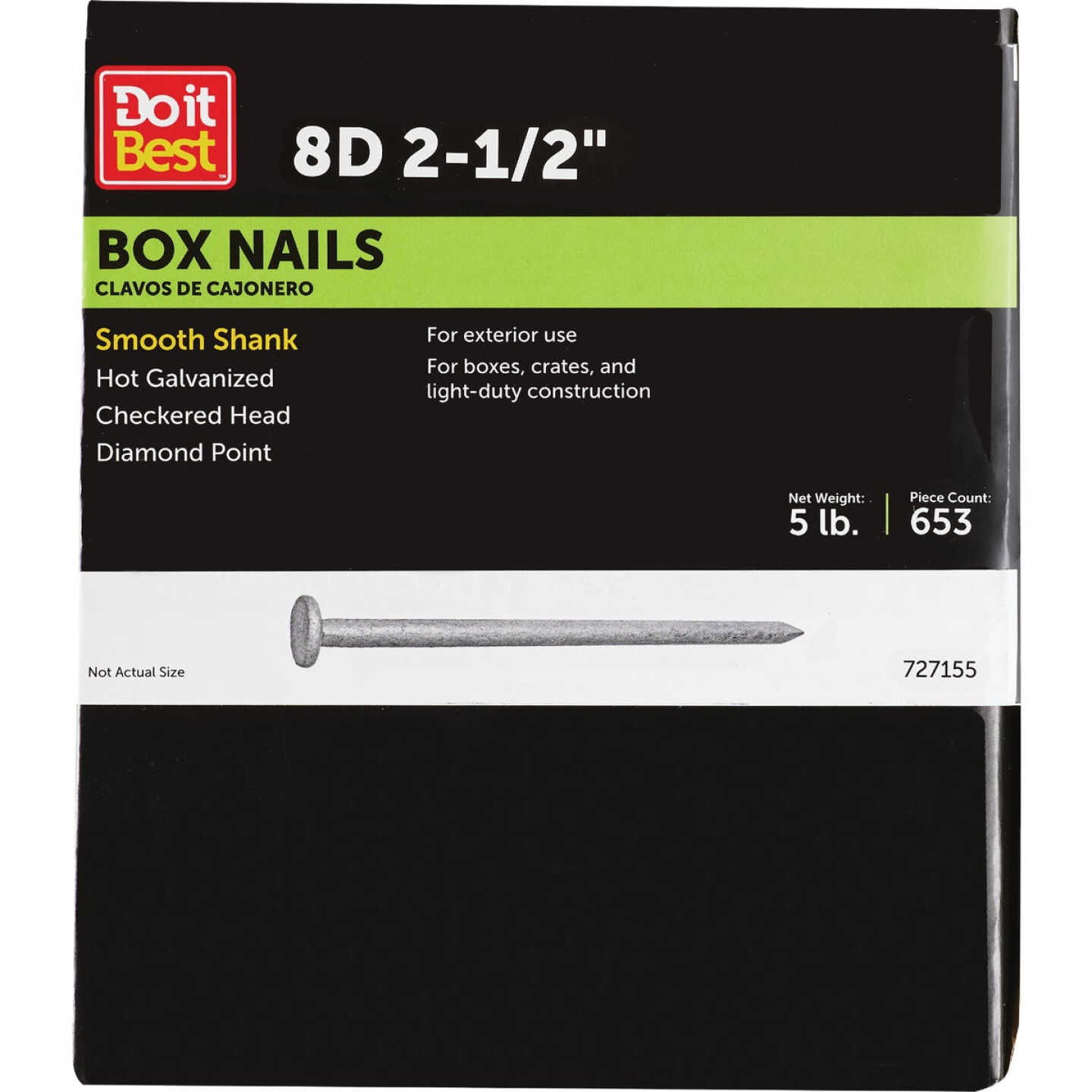 Do it 8d x 2-1/2 In. 11-1/2 ga Hot Galvanized Box Nails (725 Ct., 5 Lb.) Image 1