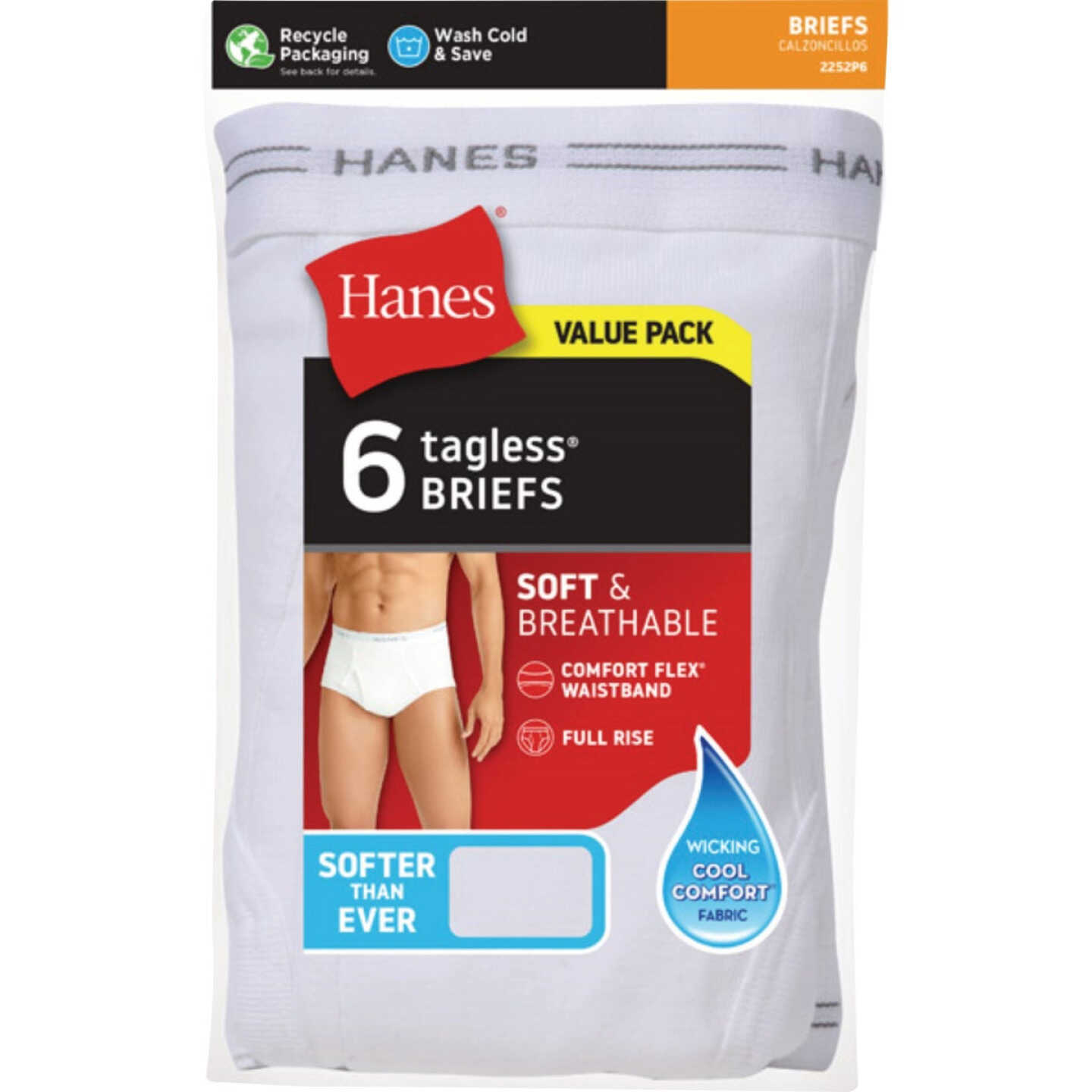 Hanes Men's XL White Briefs (6-Pack) Image 1